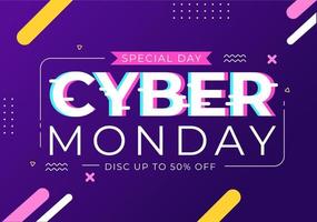 Cyber Monday Template Hand Drawn Cartoon Flat Background Illustration of Business Online Shopping with Big Discount Promo in the United States