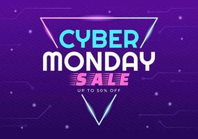 Cyber Monday Template Hand Drawn Cartoon Flat Background Illustration of Business Online Shopping with Big Discount Promo in the United States vector