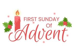 First Sunday of Advent or the Beginning of a New Church Year Which Takes Place on November 27 in Template Hand Drawn Cartoon Flat Illustration vector