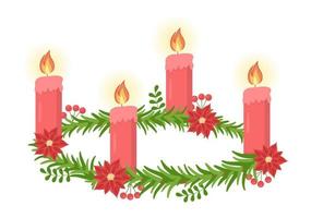 First Sunday of Advent or the Beginning of a New Church Year Which Takes Place on November 27 in Template Hand Drawn Cartoon Flat Illustration vector