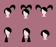 Women's and children's haircuts and hairstyles. Hairstyle silhouette. Hairstyle in the style of Ponytail, Bob. vector