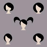 Women's and children's haircuts and hairstyles. Hairstyle silhouette. Hairstyle in the style of Ponytail, Bob.