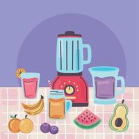 smoothies fruits and blender vector