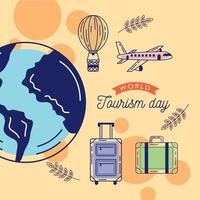 world tourism day lettering celebration vector