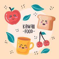fuente de letras de comida kawaii vector