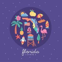 florida sunshine state lettering poster vector