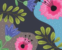 pink flowers garden pattern vector