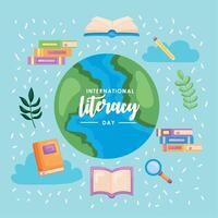 literacy day poster vector