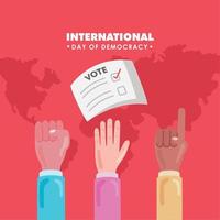 international day democracy lettering postcard vector