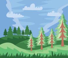 forest trees landscape nature vector