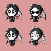 vector illustration of cute grim reaper emoji