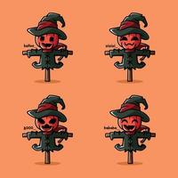 vector illustration of cute scarecrow emoji