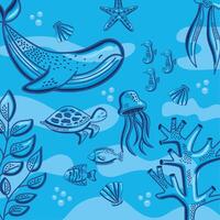 sealife animals and plants vector