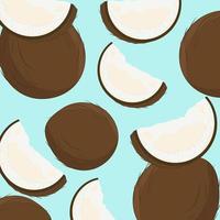 Coconut pattern on a turquoise background vector