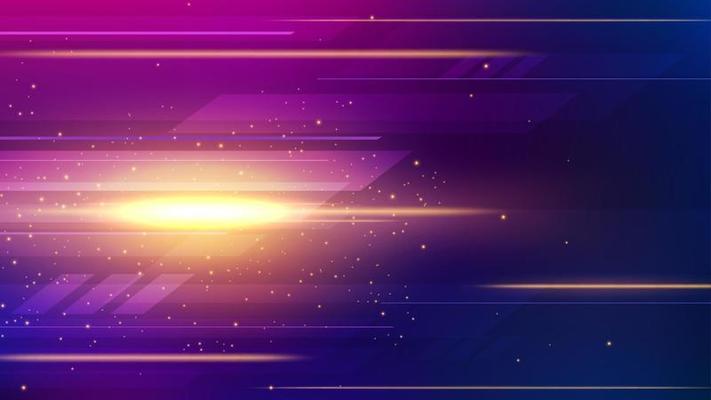 Golden Light Speed Motion, Widescreen Background, Vector Illustration