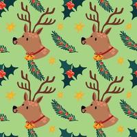 cute christmas items seamless pattern design for wrapping paper green background vector