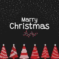 cute christmas tress card or banner design vector