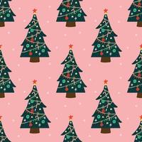 cute christmas trees seamless pattern design vector