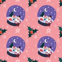 cute christmas items seamless pattern design for wrapping paper on pink background vector