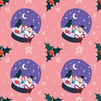 cute christmas items seamless pattern design for wrapping paper on pink background vector