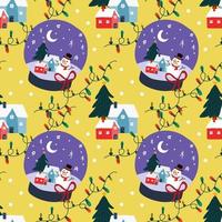 cute christmas items seamless pattern design for wrapping paper yellow background vector