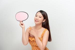 Retro Girl with Speech Bubble Making an Announcement photo