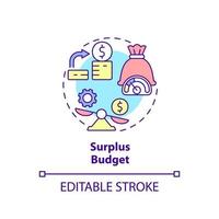 Surplus budget concept icon. Income exceeds expenses. Budgeting classification abstract idea thin line illustration. Isolated outline drawing. Editable stroke. vector