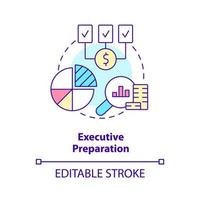 Executive preparation concept icon. Present and defend budget plan. Budgeting process abstract idea thin line illustration. Isolated outline drawing. Editable stroke. vector