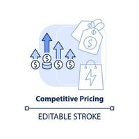 icono de concepto de luz azul de precios competitivos. elemento de estrategia energética idea abstracta ilustración de línea delgada. precios de mercado. dibujo de contorno aislado. trazo editable. vector