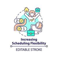 Increasing scheduling flexibility concept icon. Mental health trend at work abstract idea thin line illustration. Isolated outline drawing. Editable stroke. vector