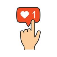 Like counter button color icon. Social media activity notification. New like. Followers. Isolated vector illustration