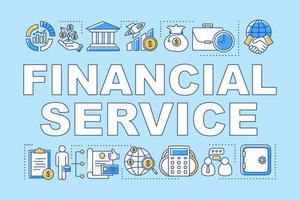 banner de conceptos de palabra de servicio financiero. ahorros e inversiones. administración del dinero. presentación, sitio web. idea de tipografía de letras aisladas con iconos lineales. ilustración de contorno vectorial vector