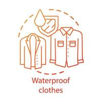 Waterproof clothes coating concept icon. Moisture resistant clothing idea thin line illustration. Hydrophobic textile, fabric waterproof properties. Vector isolated outline drawing. Editable stroke