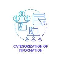 Categorization of information blue gradient concept icon. Assignment of information industry abstract idea thin line illustration. Isolated outline drawing. vector