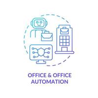 Icono de concepto de gradiente azul de automatización de oficinas y oficinas. sistemas de información tipo idea abstracta ilustración de línea delgada. futuro del trabajo. dibujo de contorno aislado. vector