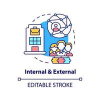 Internal and external concept icon. Project communication management abstract idea thin line illustration. Isolated outline drawing. Editable stroke. vector