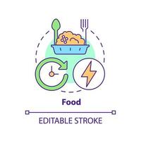 Food concept icon. Thing to store for surviving. Emergency go bag abstract idea thin line illustration. Isolated outline drawing. Editable stroke. vector