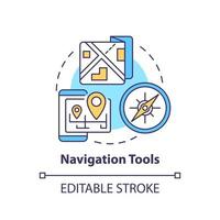 Navigation tools concept icon. Things to pack for refugees. Emergency go bag actions abstract idea thin line illustration. Isolated outline drawing. Editable stroke. vector