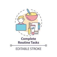 Complete routine tasks concept icon. How to deal with emotions during war abstract idea thin line illustration. Isolated outline drawing. Editable stroke. vector