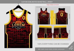 abstract black and red yellow lines basketball jersey template vector