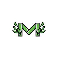 Letter M Leaf Ecology Nature Simple Logo vector