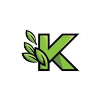 letra k hoja naturaleza ecología logo vector