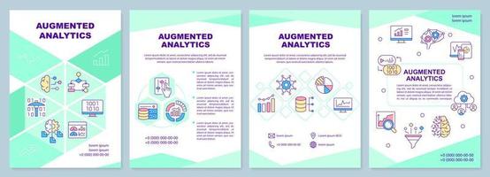 Augmented analytics mint brochure template. Automated analysis process. Leaflet design with linear icons. 4 vector layouts for presentation, annual reports.