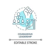 Courageous leadership turquoise concept icon. Essential soft skill for employee abstract idea thin line illustration. Isolated outline drawing. Editable stroke. vector