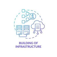 Building of infrastructure blue gradient concept icon. Function of information sector abstract idea thin line illustration. Modeling. Isolated outline drawing. vector