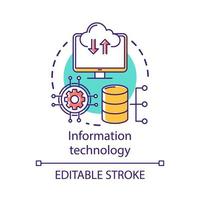 Information technology concept icon. Computer science. Structuring, storing, retrieving, and sending information idea thin line illustration. Vector isolated outline drawing. Editable stroke