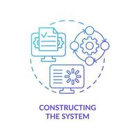 icono de concepto de gradiente azul del sistema de construcción. desarrollo de sistemas de datos idea abstracta ilustración de línea delgada. cambio transformacional. dibujo de contorno aislado. vector