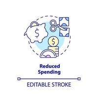 Reduced spending concept icon. Decreasing expenditures. Balanced budget requirement abstract idea thin line illustration. Isolated outline drawing. Editable stroke. vector