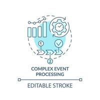 Complex event processing turquoise concept icon. Business intelligence technology abstract idea thin line illustration. Isolated outline drawing. Editable stroke. vector