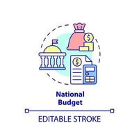 National budget concept icon. Financial program for country. Budgeting type abstract idea thin line illustration. Isolated outline drawing. Editable stroke. vector